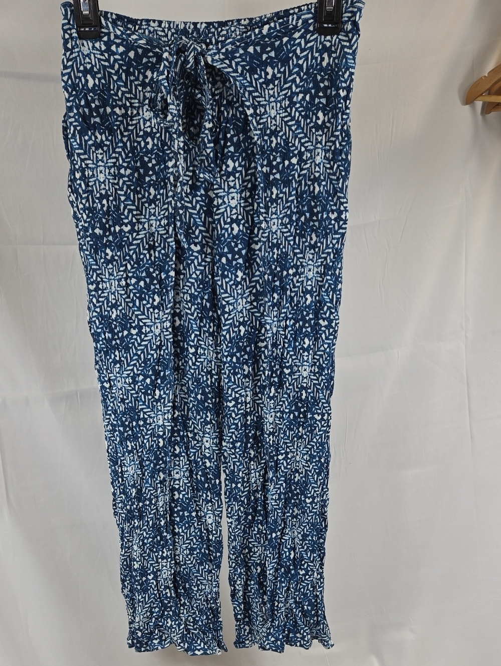 J. McLaughlin Navy and White Printed Elastic-Waist Pants Swim Collection XS